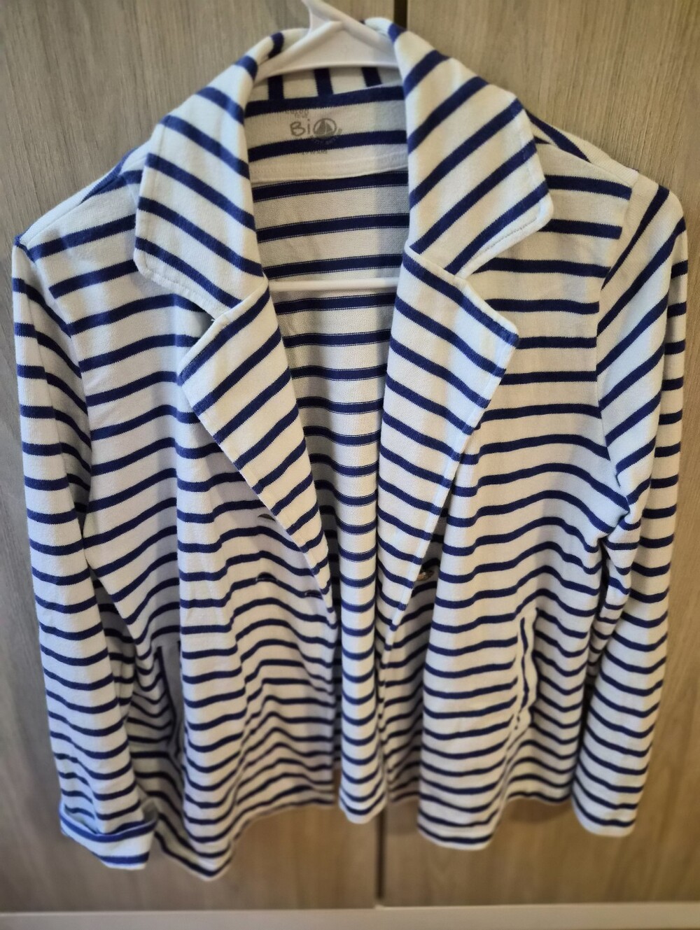 Petit Bateau Navy & White Striped Open-Front Blazer